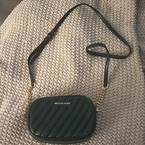 Michael Kors Dark Green Quilted Crossbody Bag